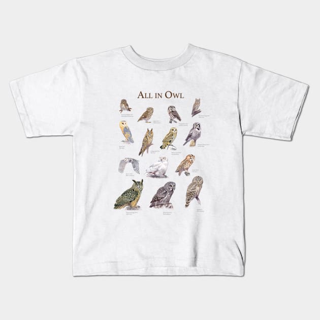 All in owl Kids T-Shirt by kokayart